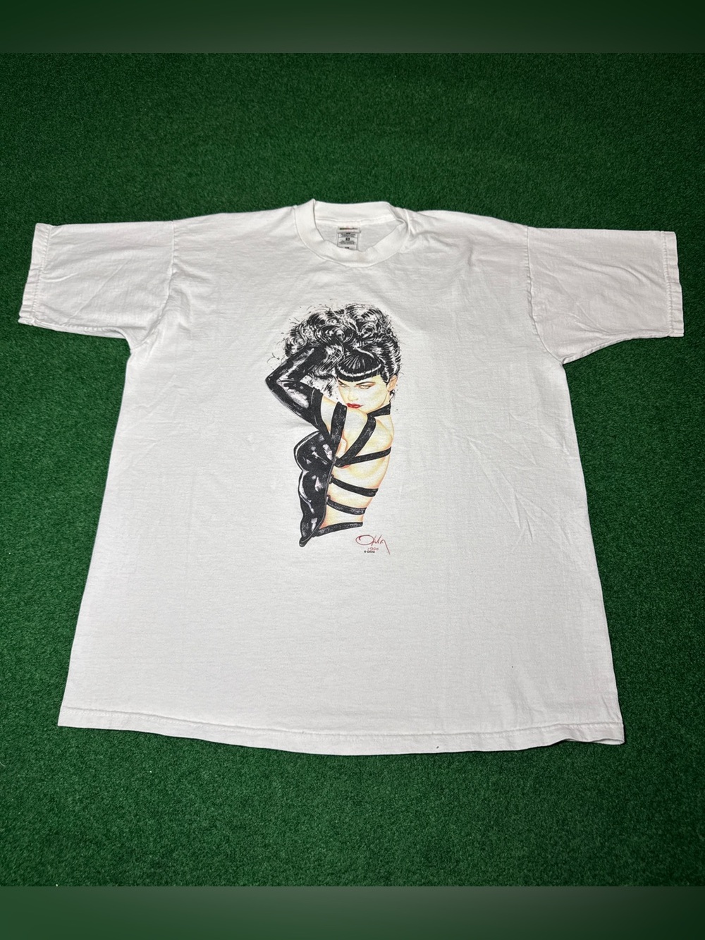 Bettie Page Vintage Pin Up Girl T Shirt 90s XL Hook Ups Fashion Victim RARE